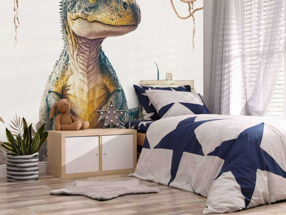 Bébé T-rex dans la jungle taupe