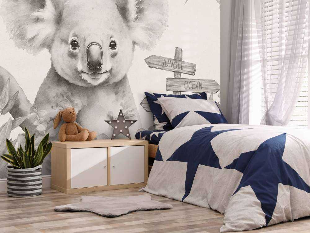 Bébé koala dans la jungle beige