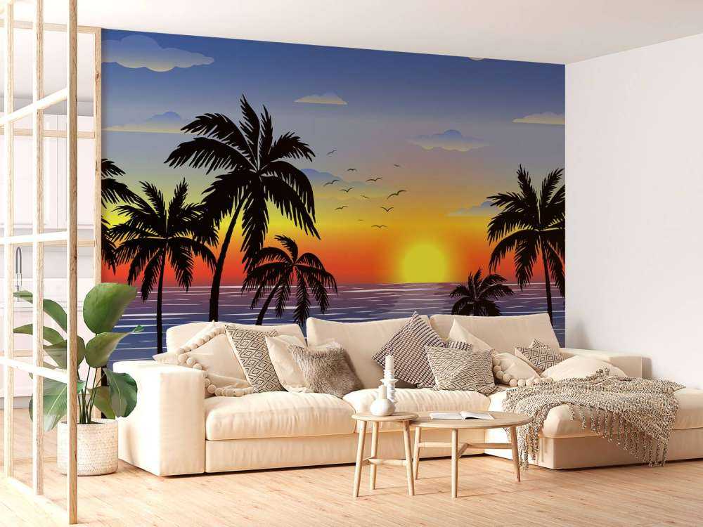 Coucher de soleil bleu et orange