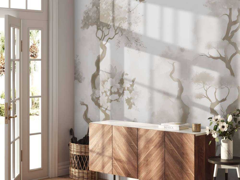 Arbres en fleurs gris