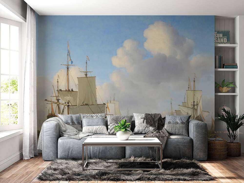 Photo wallpaper Rijksmuseum. Des navires néerlandais sur une mer calme.