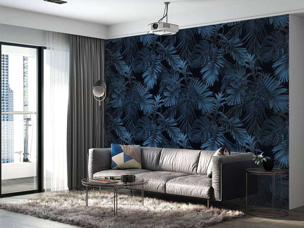 Motif Feuilles tropicales bleues