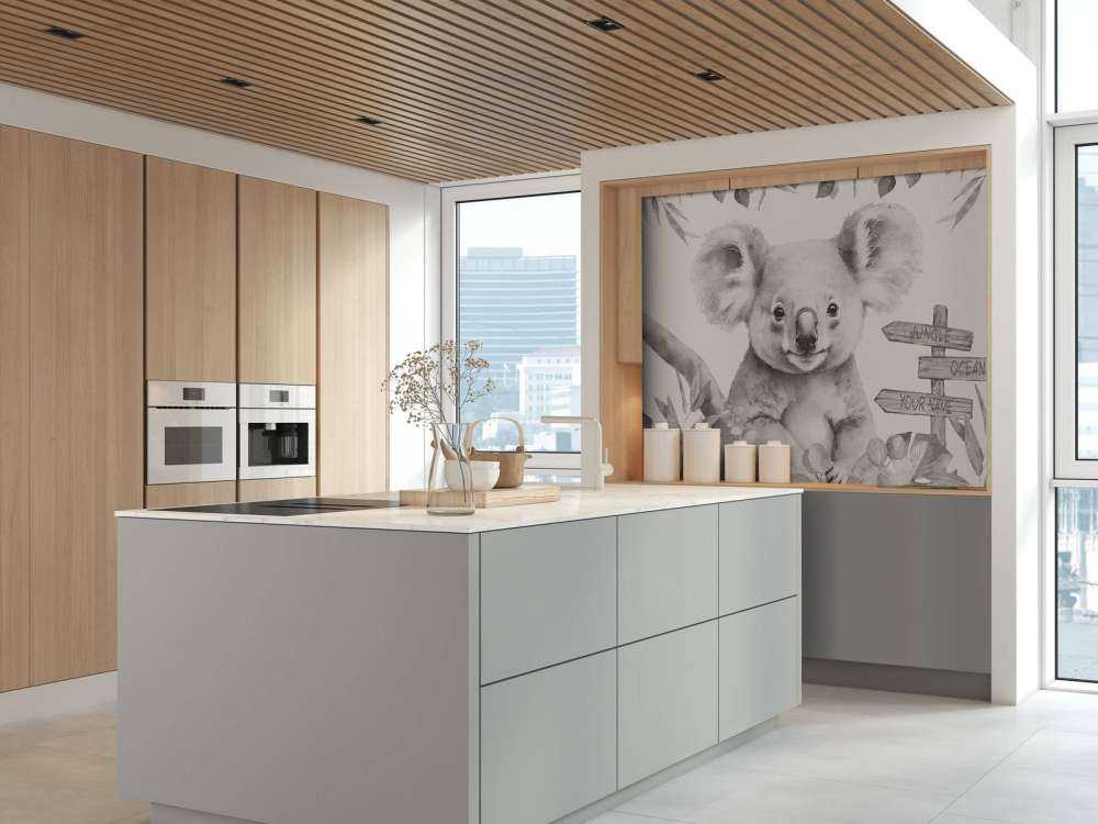 Bébé koala dans la jungle beige