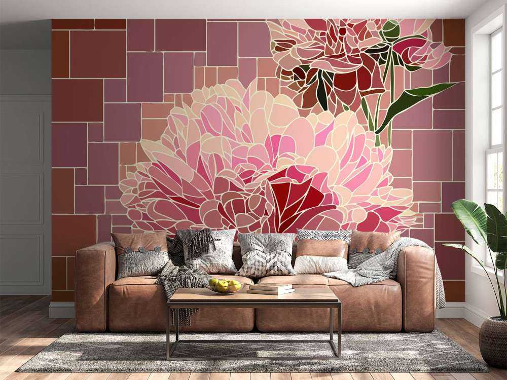 Mosaïque de fleurs roses