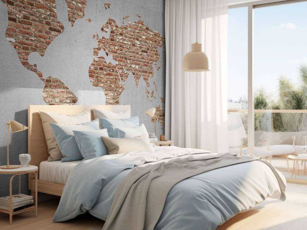 Carte du monde avec briques