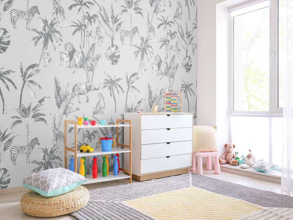Motif de la jungle animale en gris
