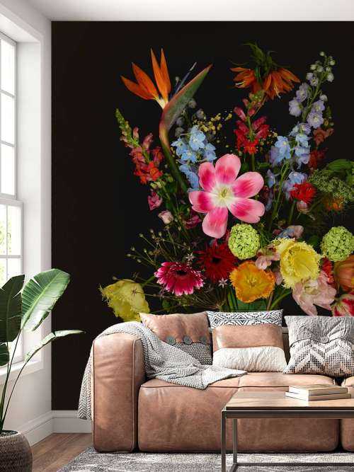 Bouquet de fleurs dans un vase en verre