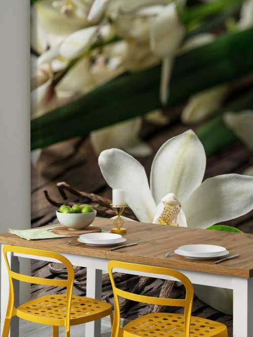 Gousses de vanille et fleurs
