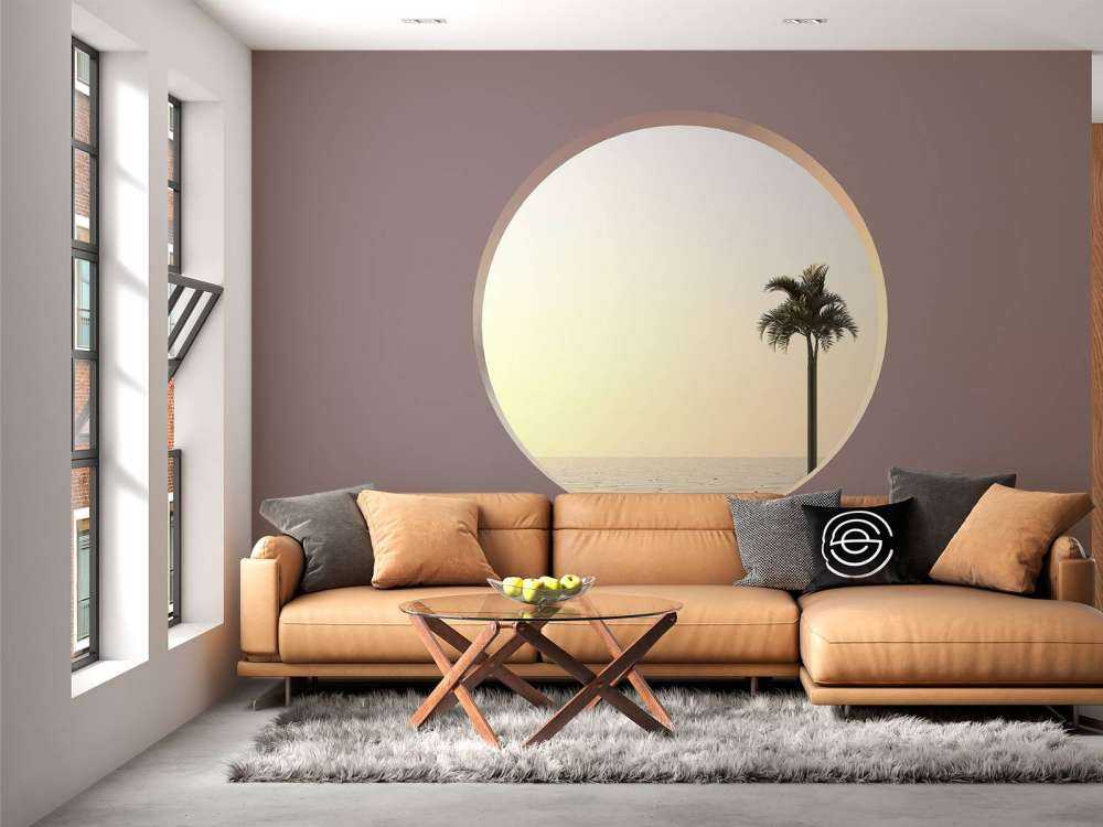 Mur rose avec cercle