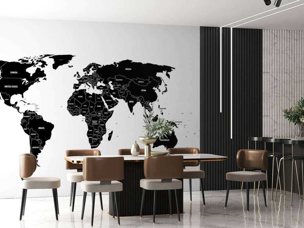 Carte du monde en noir