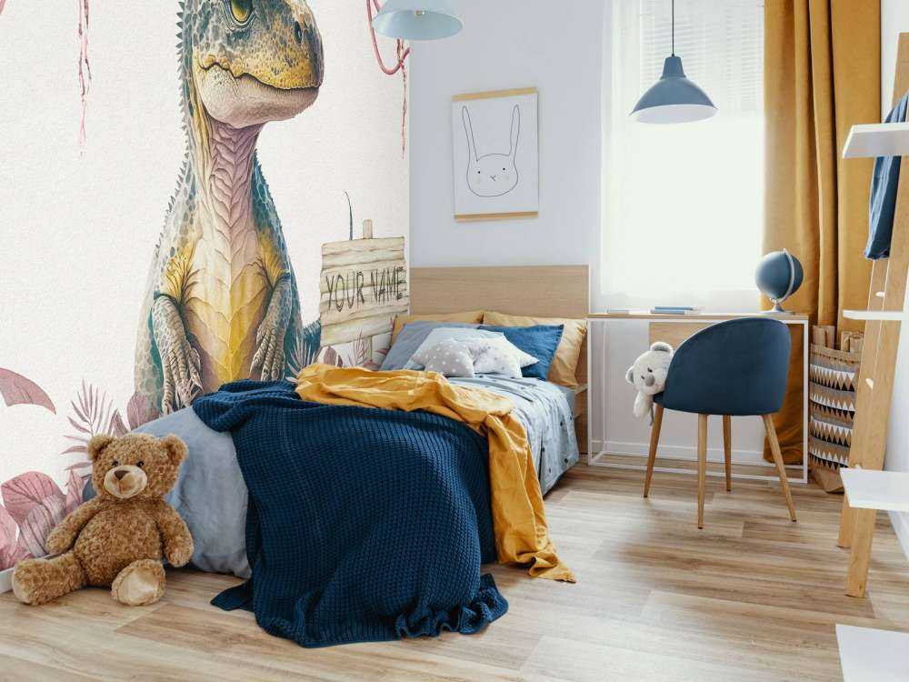 Bébé T-rex dans la jungle rose