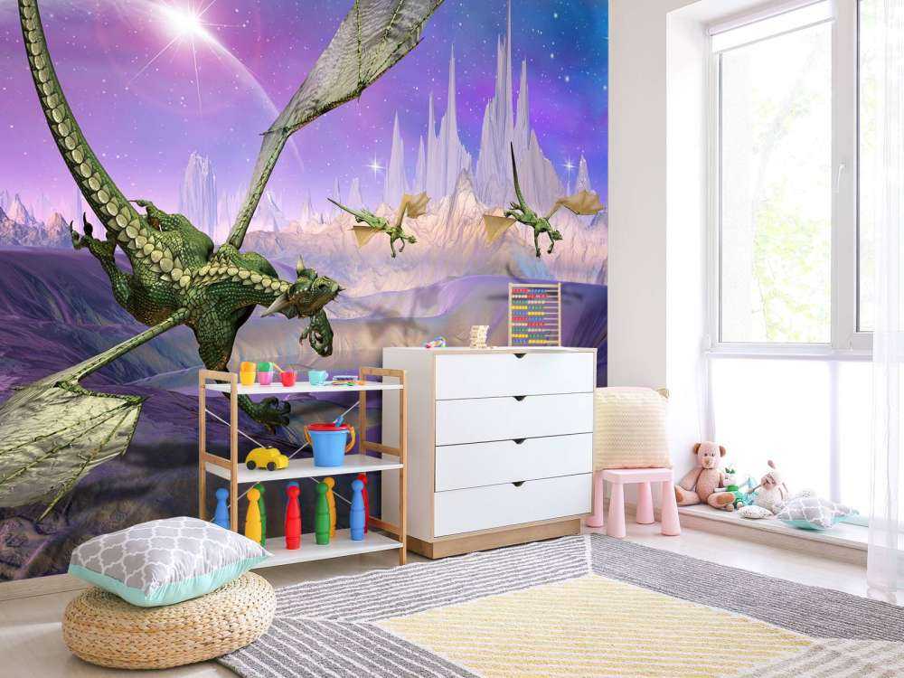 Des dragons dans un paysage fantastique