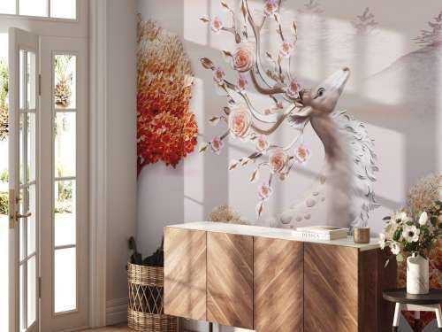 Cerf avec des fleurs