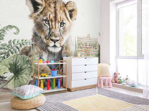 Bébé lion dans la jungle