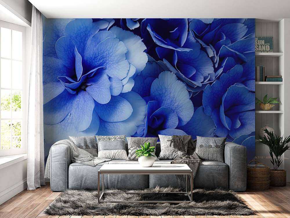 Gros plan sur des hortensias bleus