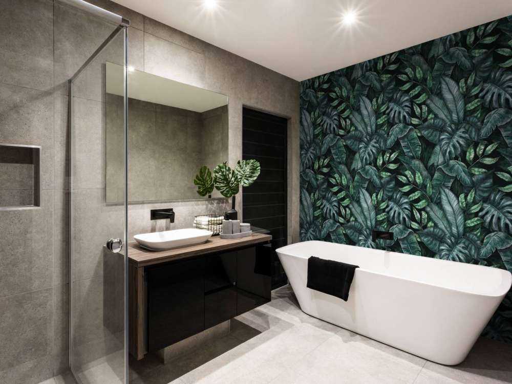 Motif botanique avec feuilles de palmier bleu canard
