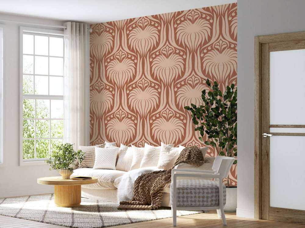 Motif de lotus en terre cuite