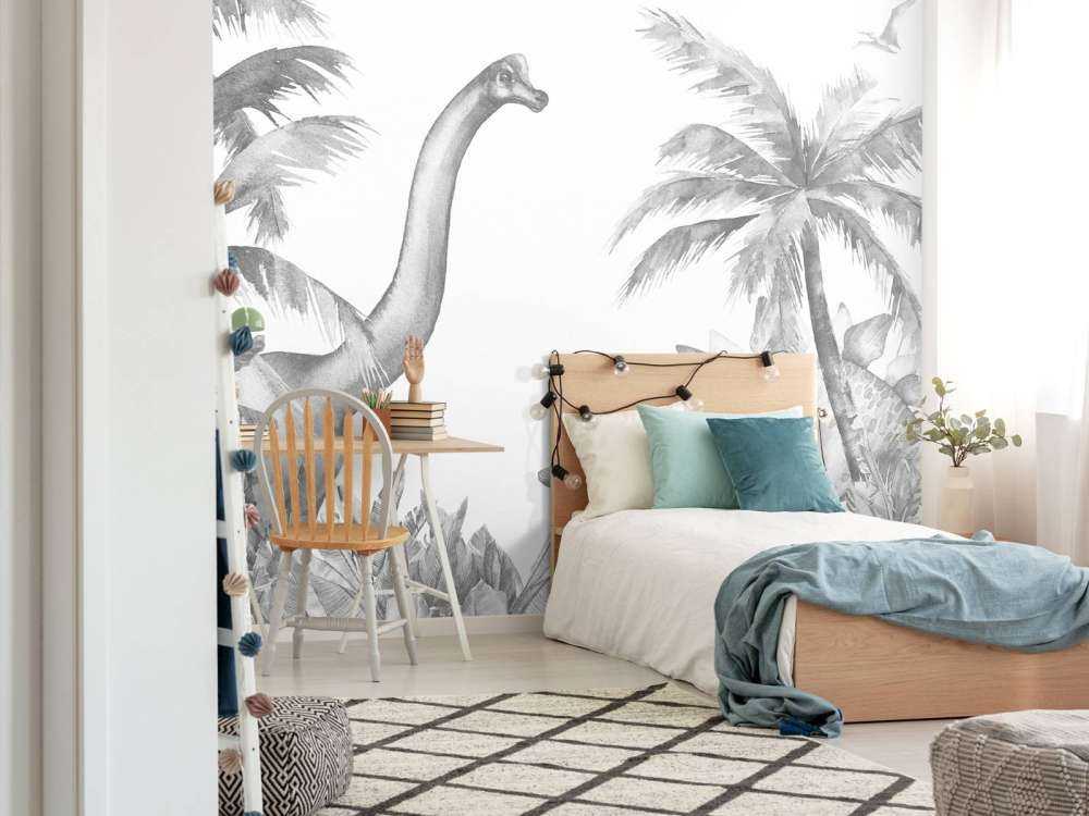 Dinosaures en noir et blanc