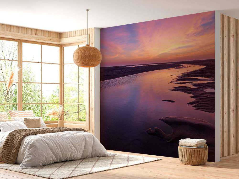 Coucher de soleil avec un air violet