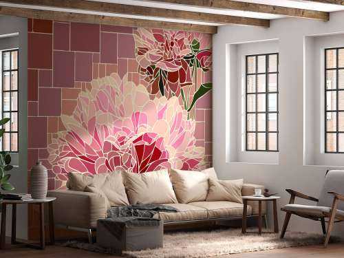 Mosaïque de fleurs roses