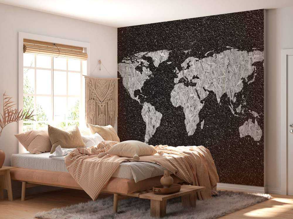 Carte du monde blanche sur fond noir