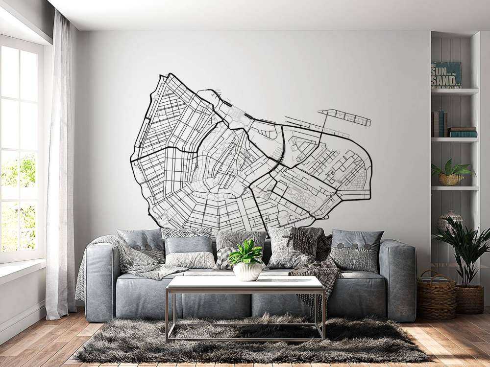 Plan du centre-ville d'Amsterdam, blanc