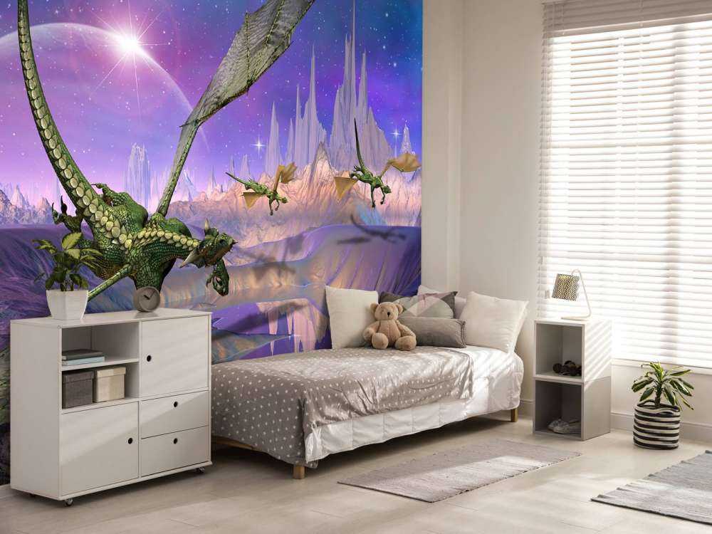 Des dragons dans un paysage fantastique