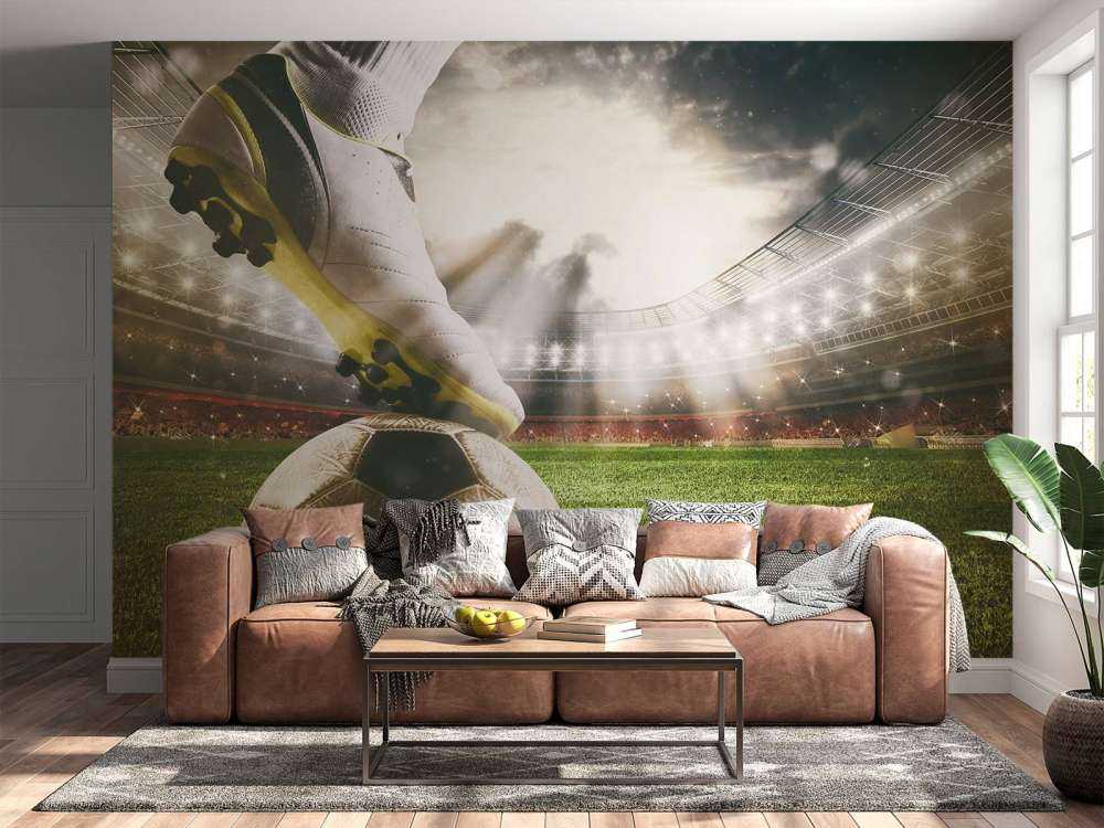 Joueur de football dans un stade