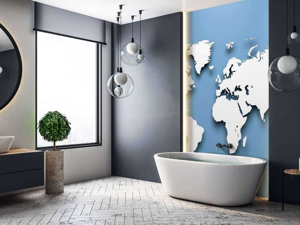 Carte du monde en 3D bleu