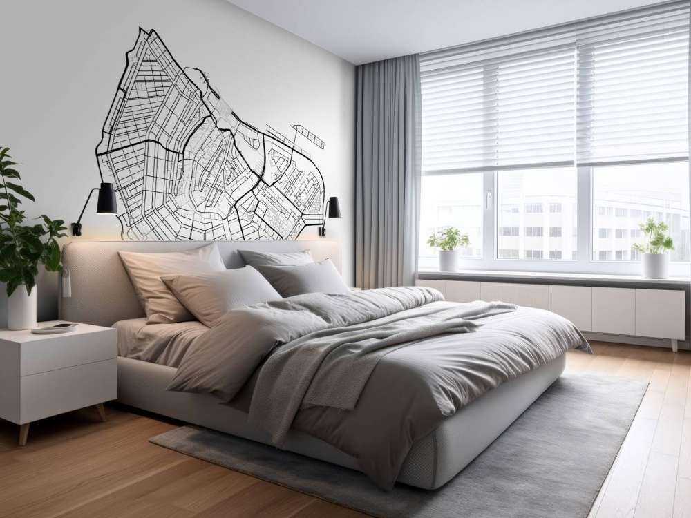 Plan du centre-ville d'Amsterdam, blanc
