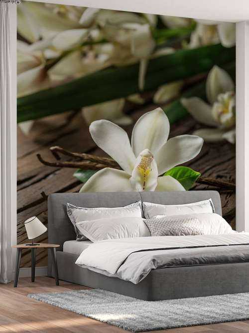 Gousses de vanille et fleurs