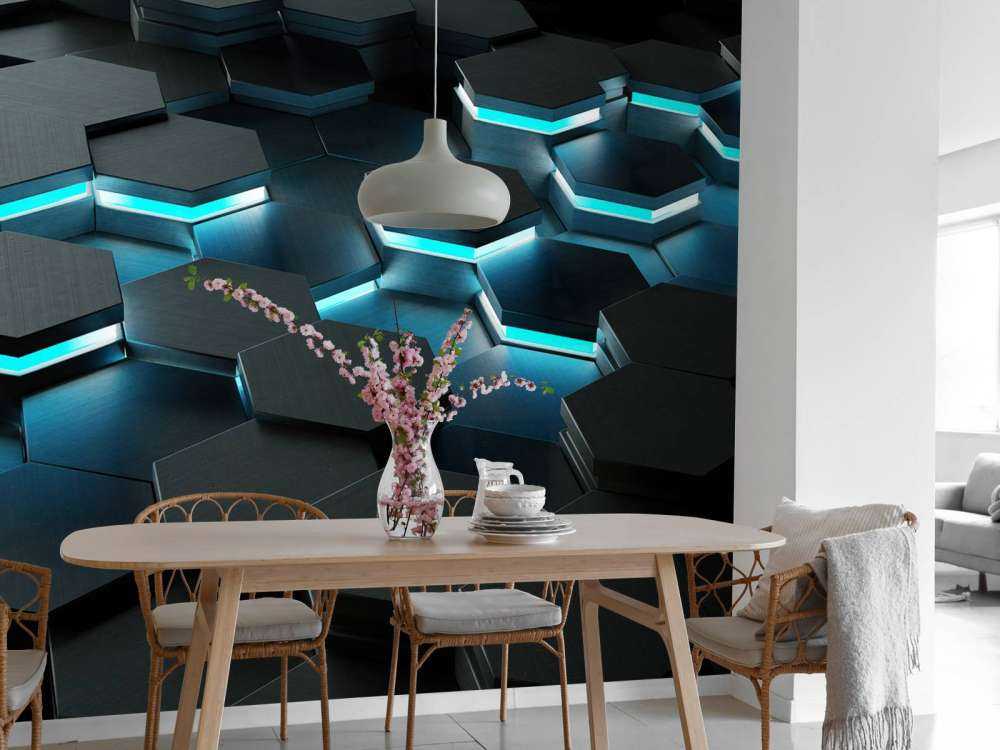 Hexagones 3D lumineux