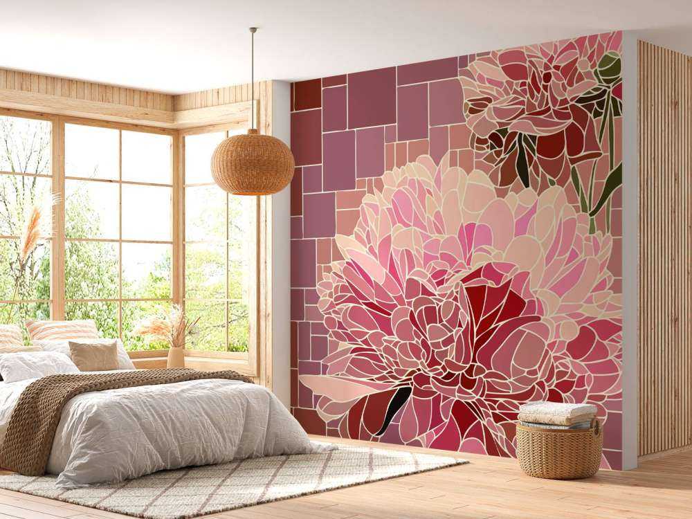 Mosaïque de fleurs roses
