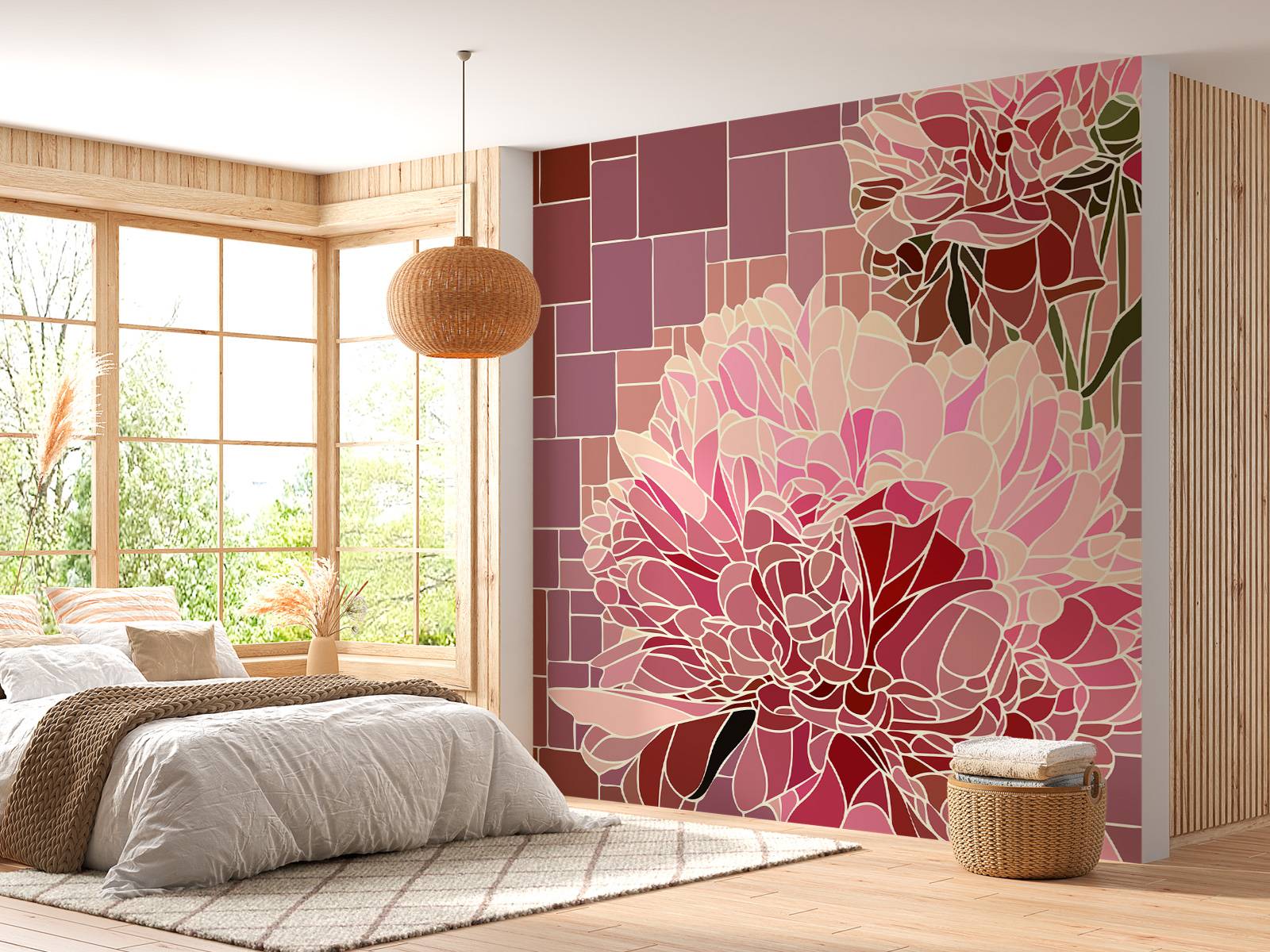 Mosaïque de fleurs roses