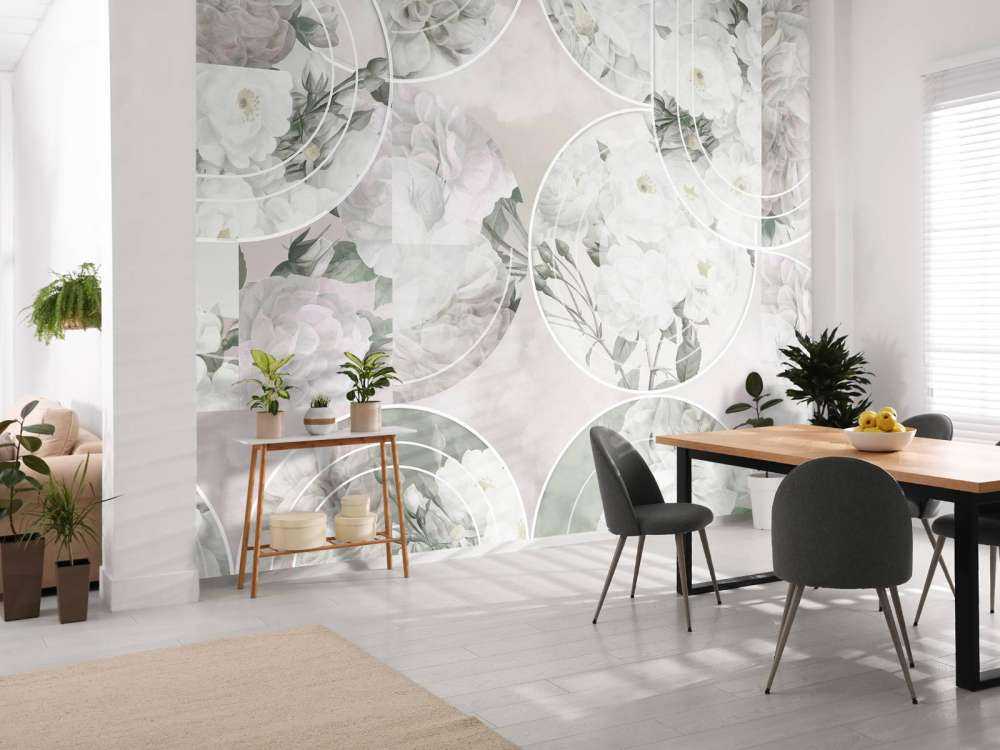 Élégance florale intemporelle - Blanc doux