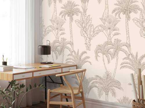 Jungle art linéaire beige