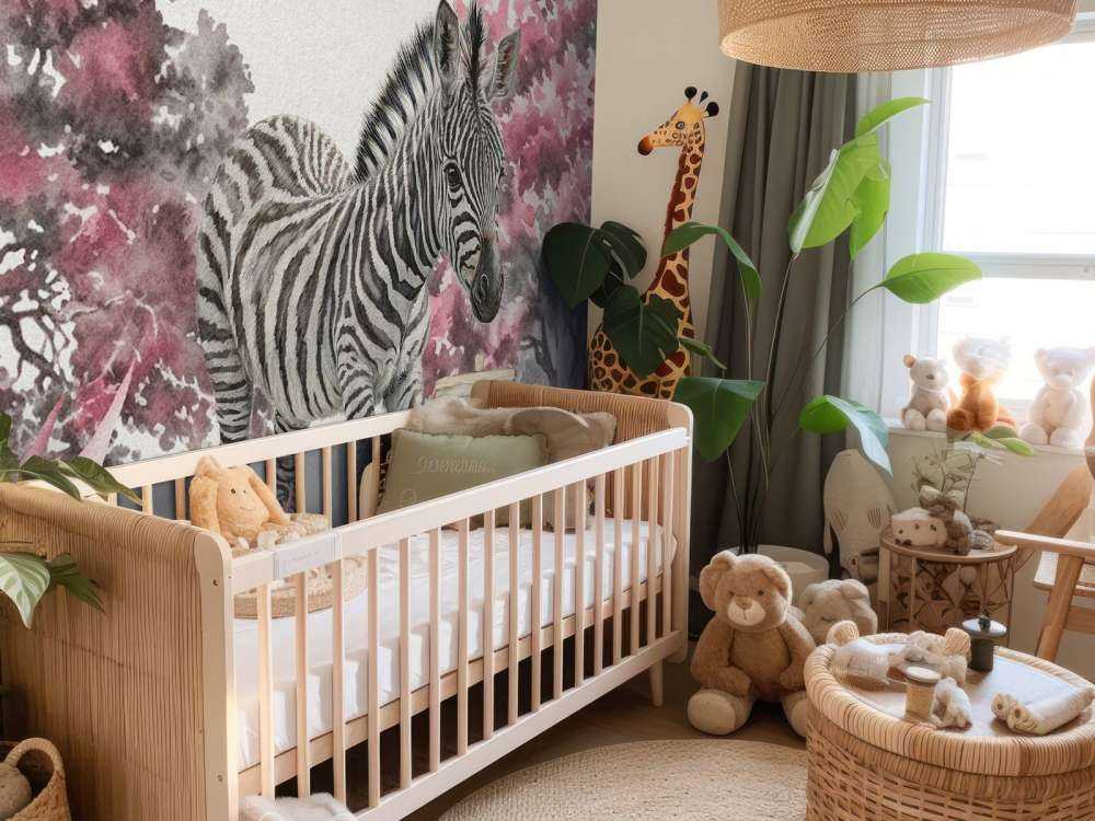 Bébé zèbre dans la nature rose