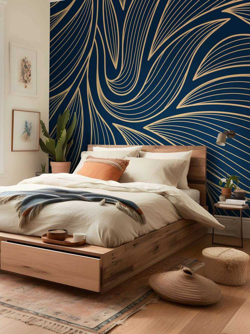 Fleurs art déco bleues