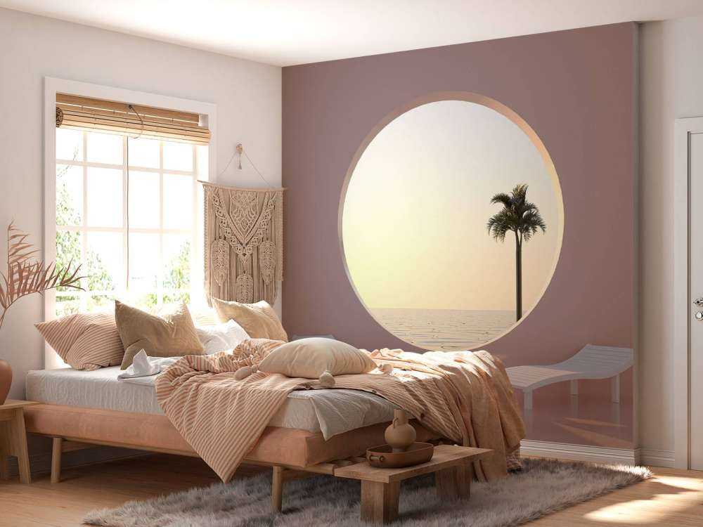 Mur rose avec cercle