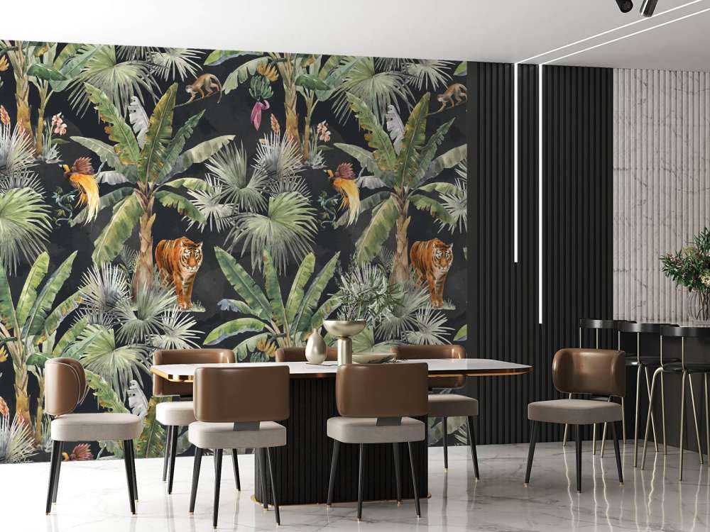 Palmiers et animaux de la jungle