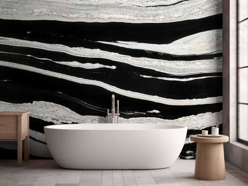 Marbre noir avec des veines blanches
