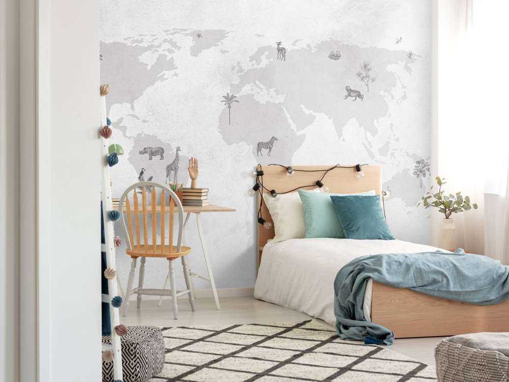 Croquis de la carte du monde en gris
