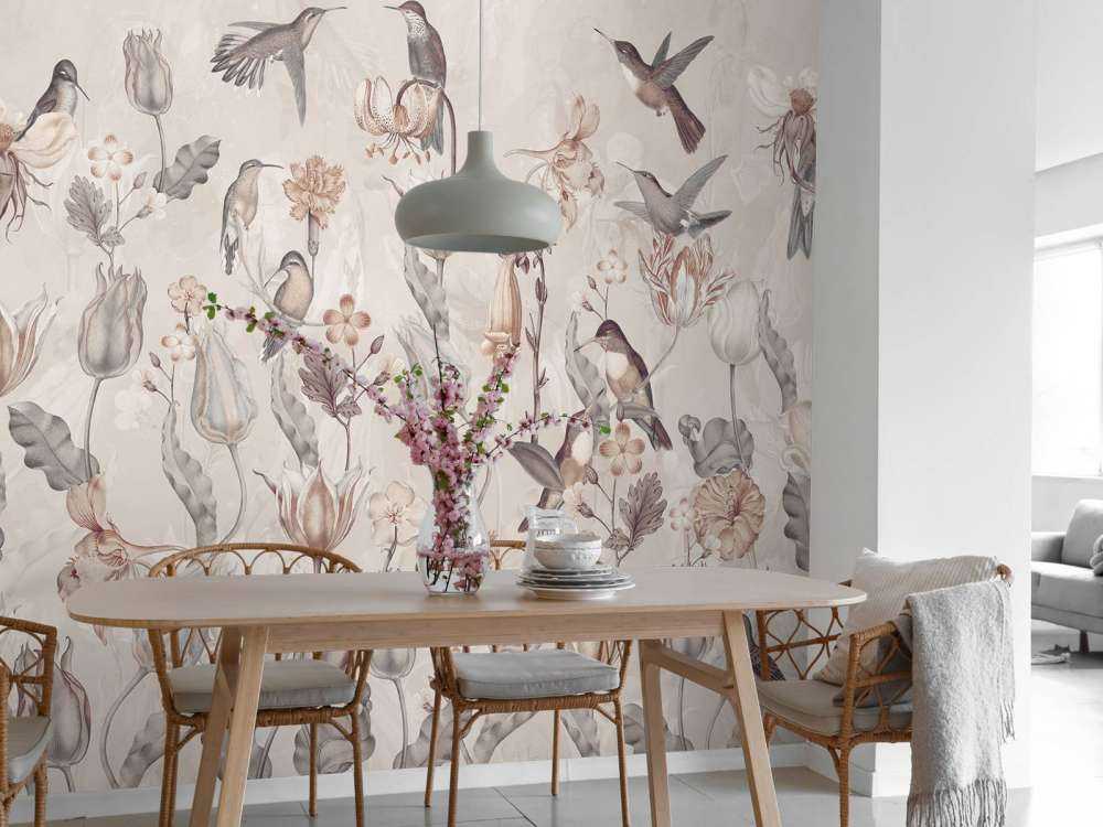 Symphonie des Colibris de Printemps - Fleur Sépia Vintage