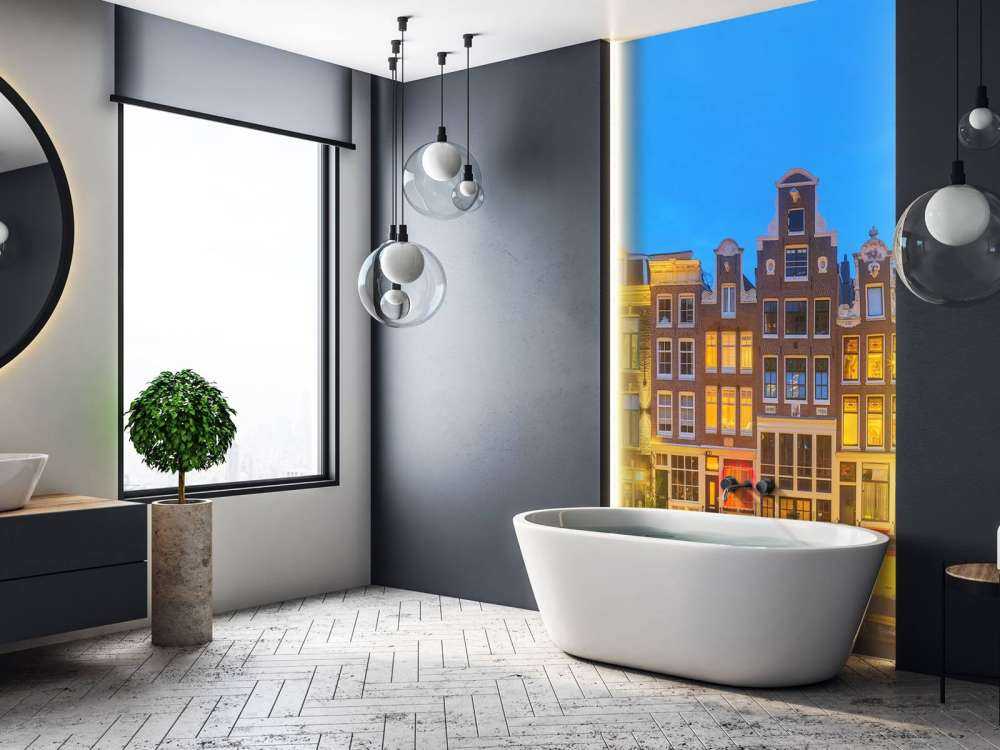 Les maisons d'Amsterdam dans la nuit
