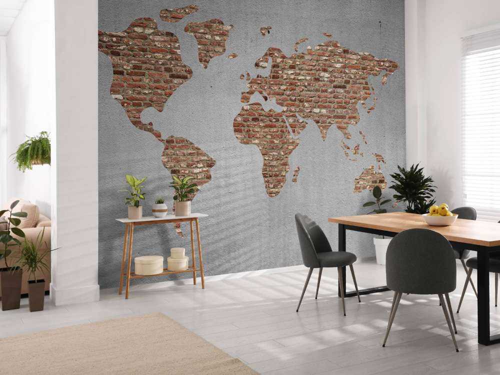 Carte du monde avec briques