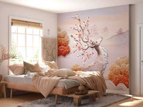 Cerf avec des fleurs