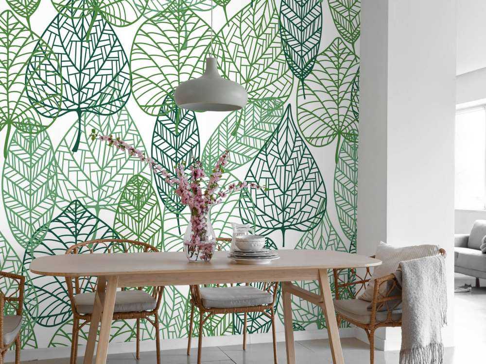 Feuilles vertes éparpillées