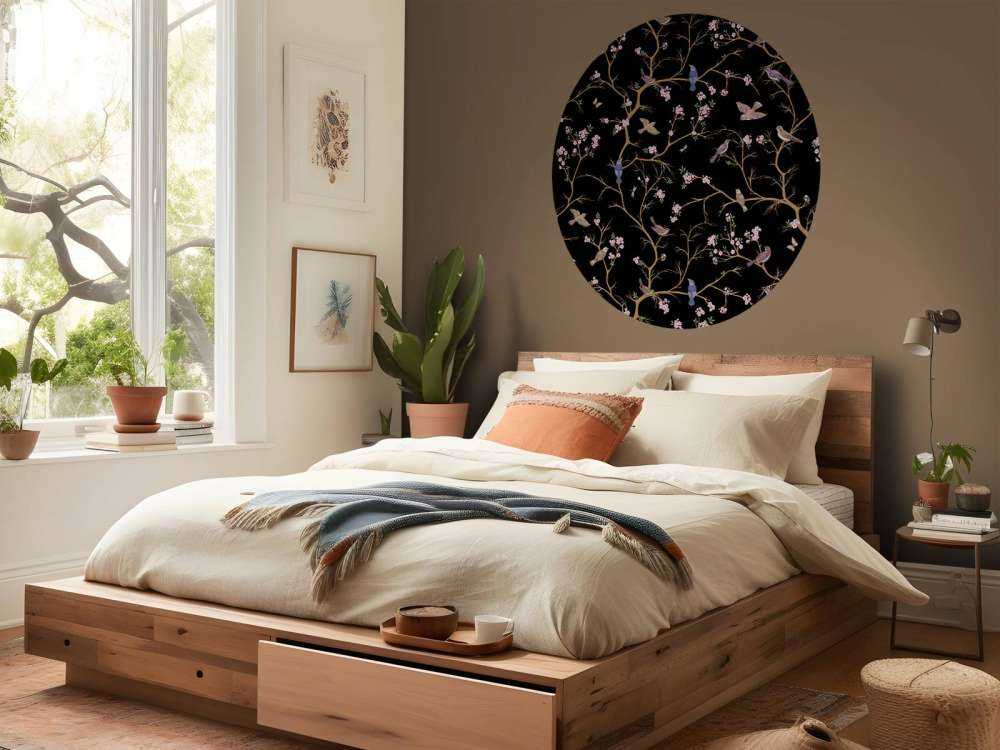 Branches fleuries avec oiseaux