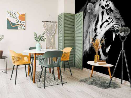 Tigre rugissant noir