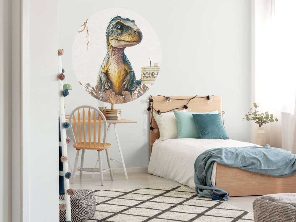 Bébé T-rex dans la jungle taupe